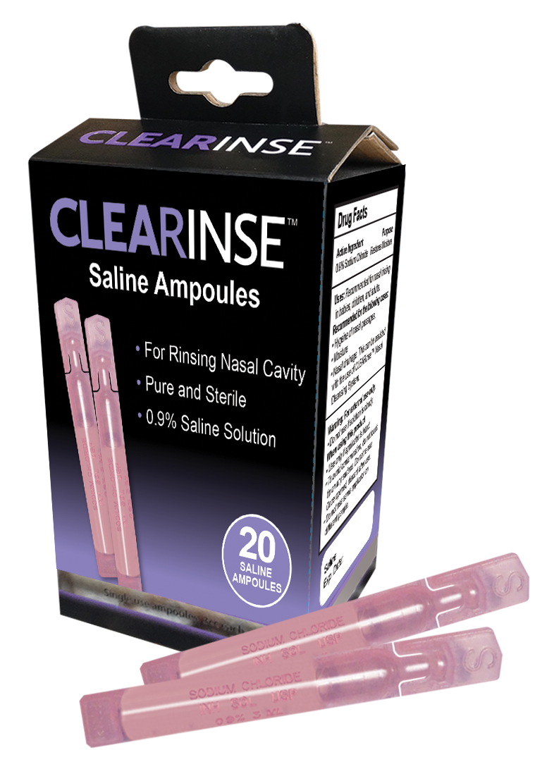 CLEARinse Saline Solution – 20 Count Box of Ampoules