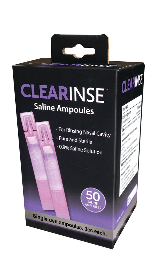 CLEARinse Saline Solution – 50 Count Box of Ampoules